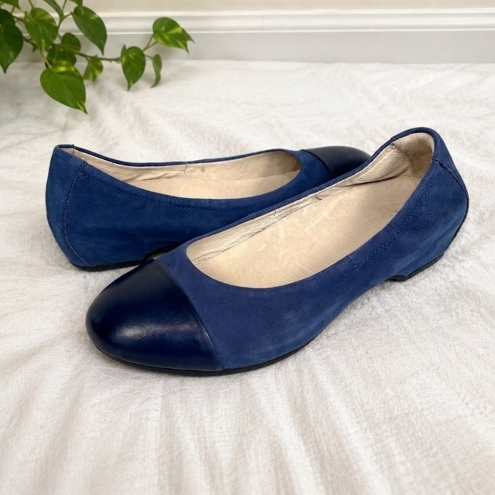 Dansko Lisanne Blue Nubuck Leather Cap Toe Wedge Flats Women's EU 40